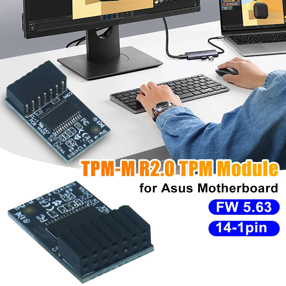 

For Asus TPM-M R2.0 TPM Module 15x25mm 14-1 Pin TPM-M R2.0 Hardware Security Chip Trusted Platform Module for Asus Motherboards