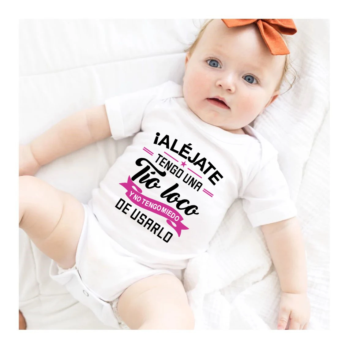 Stay Away I Have A Crazy Uncle I'm Not Afraid To Use Him Newborn Romper Funny Baby Bodysuit Infant Short Sleeve Jumpsuit Outfits