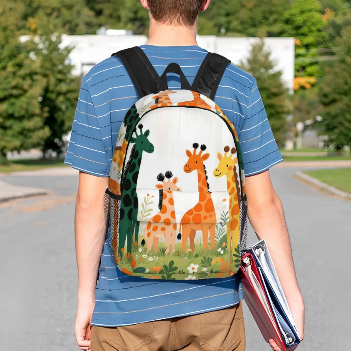 Giraffe Family Design Backpack Student BookBag Kids School Bag Laptop Shoulder Bags for Men Women