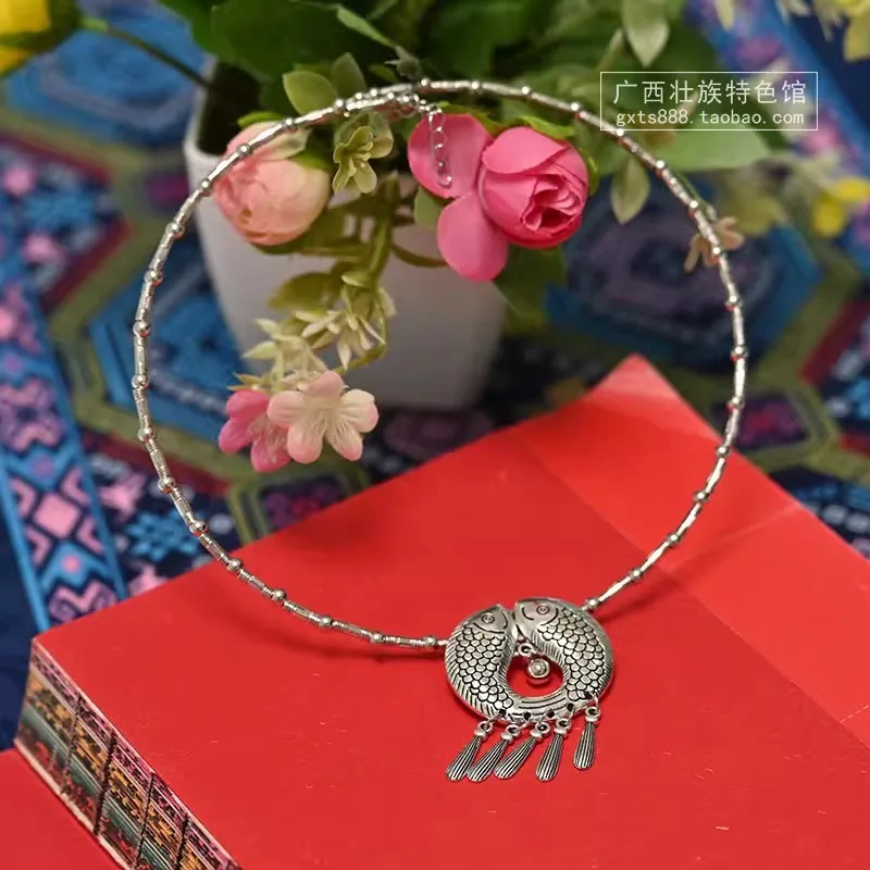 

Китайский кулон в ретро-этническом стиле с двумя рыбами, украшение для женского костюма, декоративный воротник