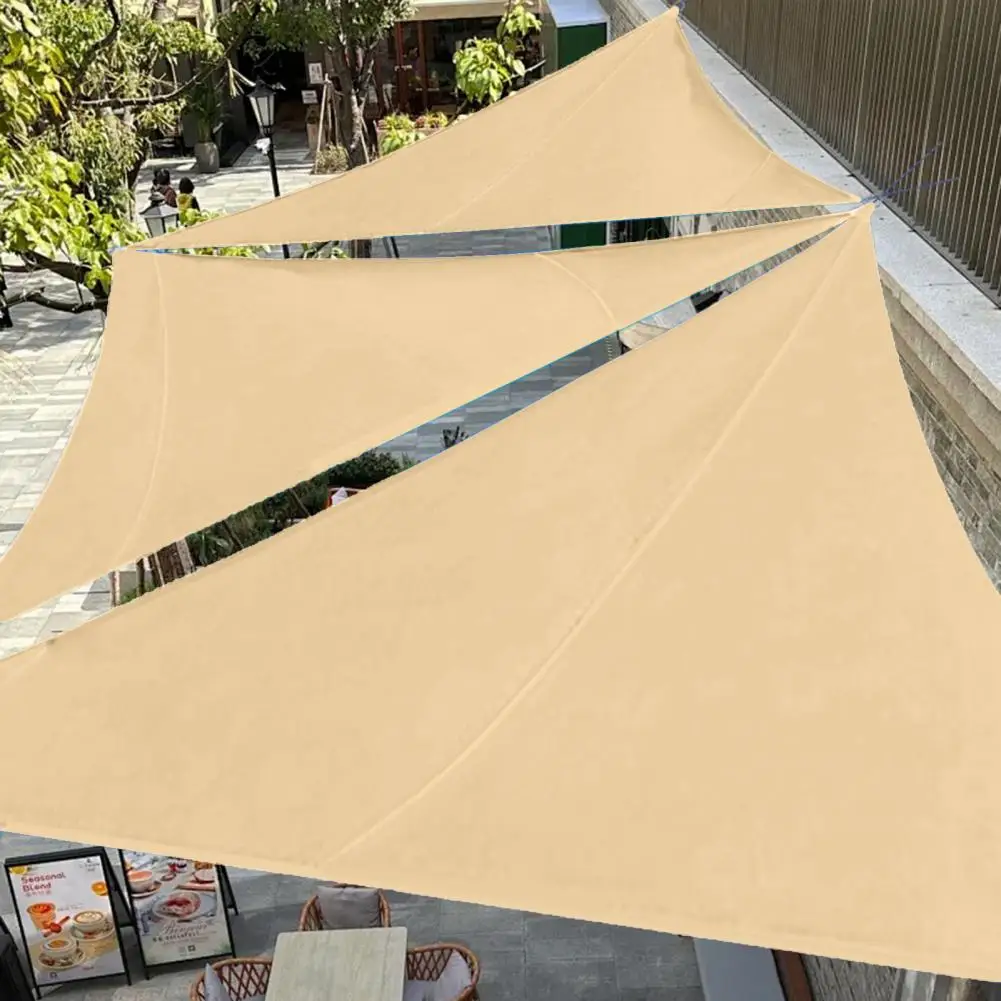 Outdoor Triangle Sun Shade Sail with Windproof Ropes UV Blocking Canopy Permeable Heavy Duty Deck Backyard Patio Shade Cover