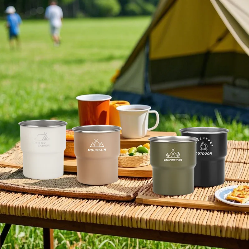 CampingCup Stainless Steel Cup for Outdoor Picnic Hiking Fishing Surfing Party Pint cup Metal  Camping Gift for Him (4 colors)
