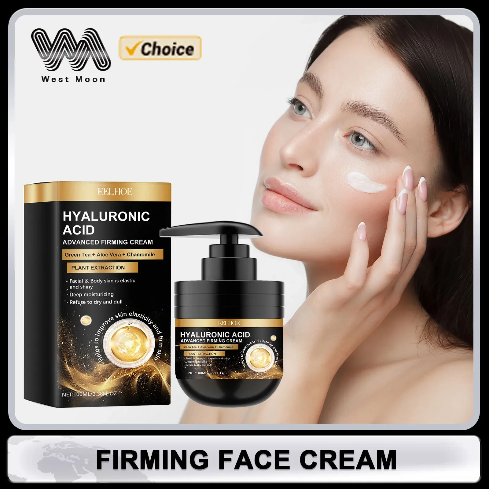 

Hyaluronic Acid Face Cream Shrinking Pores Anti-Puffiness Oil Control Repair Damaged Brightening Skin Moisturizing Facial Cream