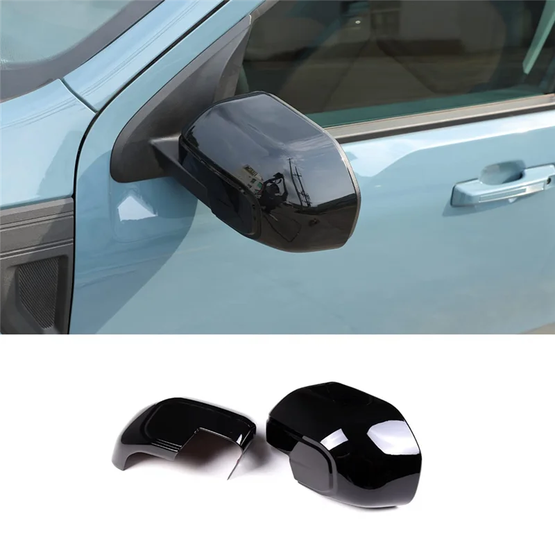 

For Ford Maverick 2022 2023 Rear View Mirror Outside Housing Door Side Rearview Mirror Cover Cap Trim Accessories (Bright Black)