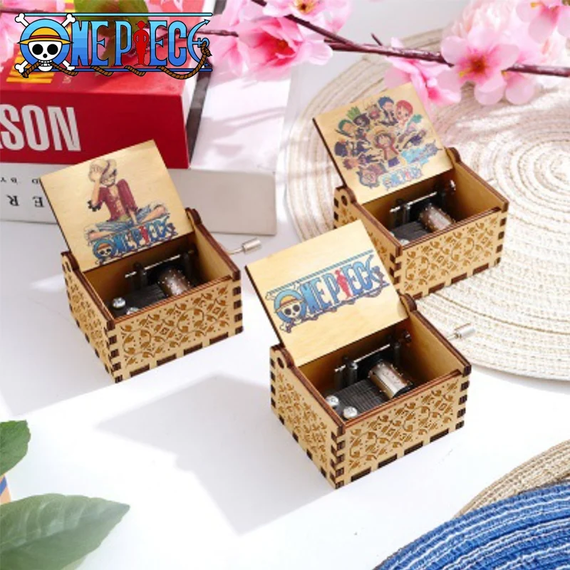 Anime One Piece Music Box Wooden Hand-cranked Music Box Musical Antique Carillon Casket Decoration Home Christmas New Year Gifts