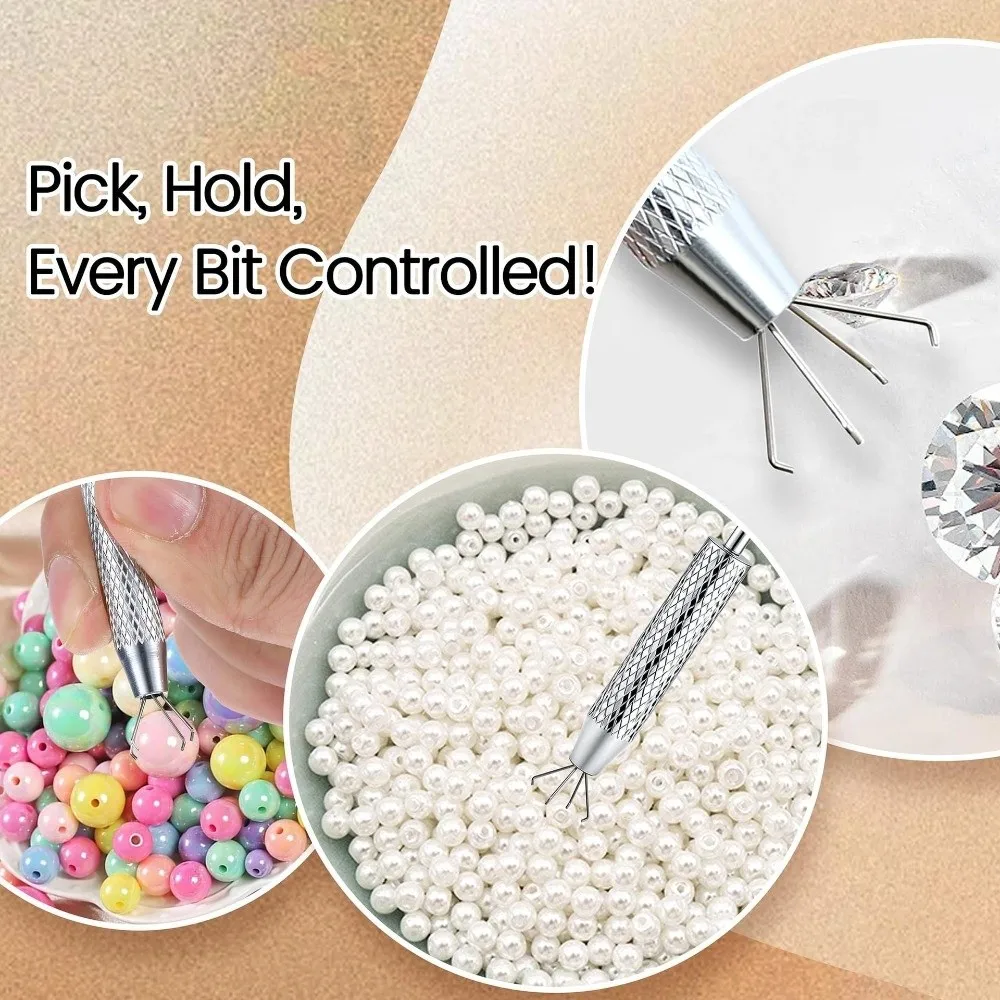 1/2pcs Stainless Steel Piercing Ball Grabbers 4-Prong Anti-Slip Mini Grabber Pens Precision Earring Tool