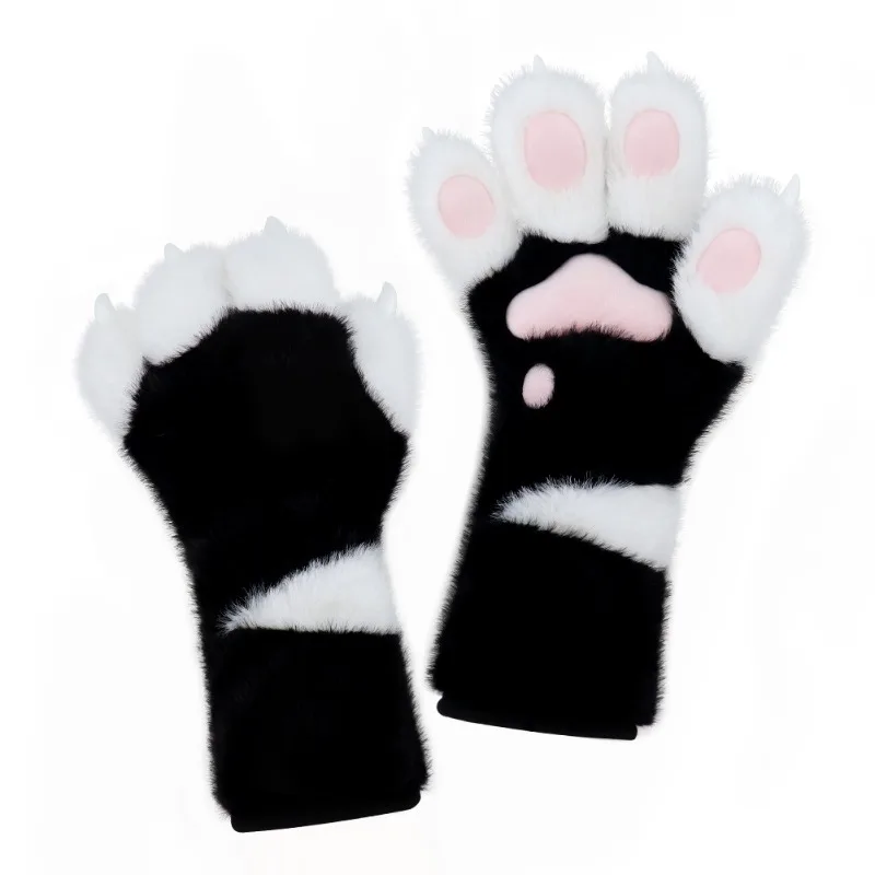 A pair Fursuit Paw Gloves Cute Fox Cats Furry Claws Animal Cosplay Paws for Adult Kids Halloween Carnival Party Roleplay Props