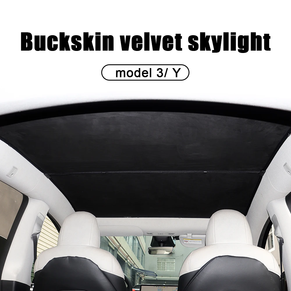 

Roof Sunshade Front Rear Sunroof Skylight for tesla model 3 y New Upgrade Ice Cloth Suede Buckle Sun Shades Glass