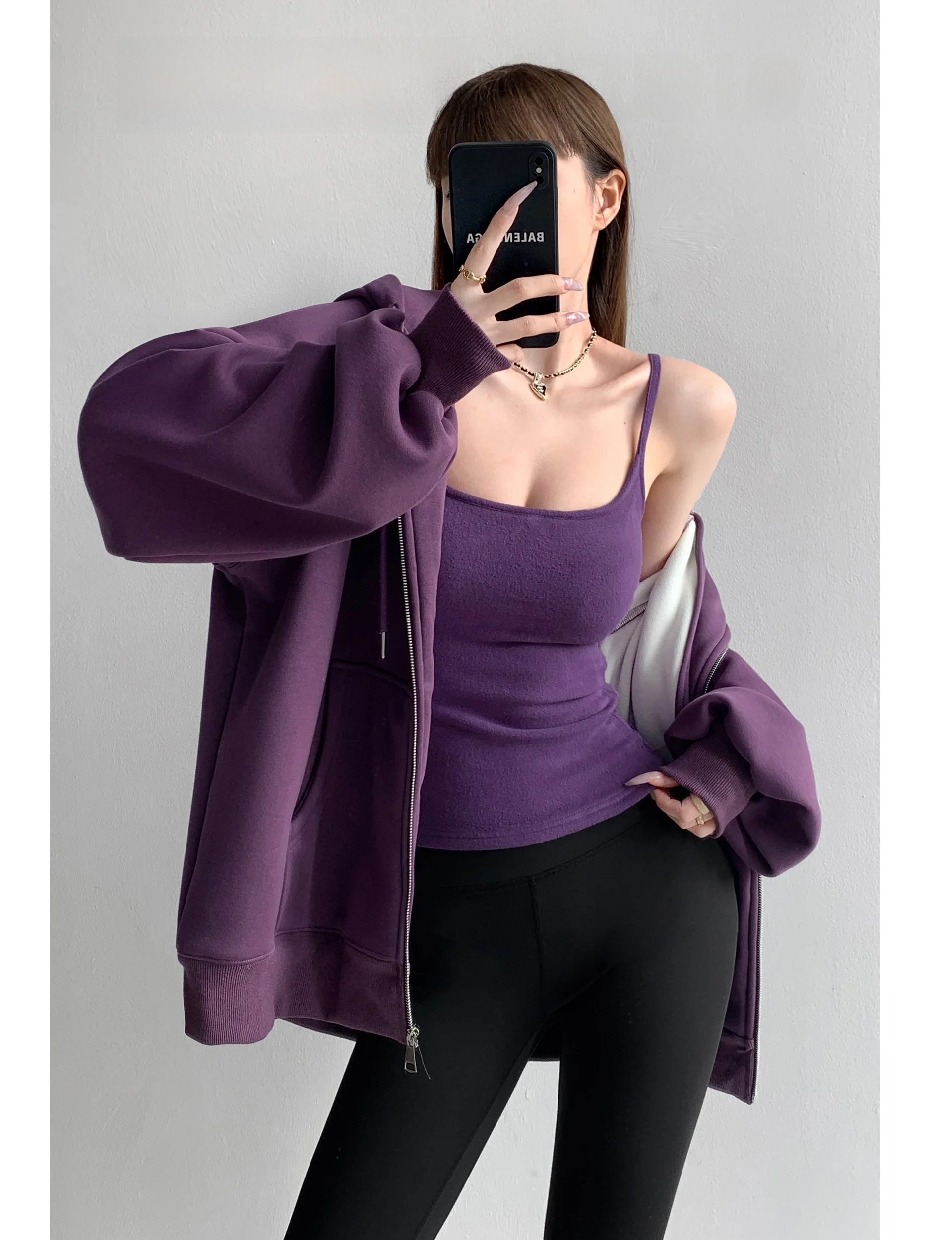 Comfortable Versatile Women's Strap Vest with Chest Pad Outer Expansion Slimming Base Shirt Street Style Short Pure Color