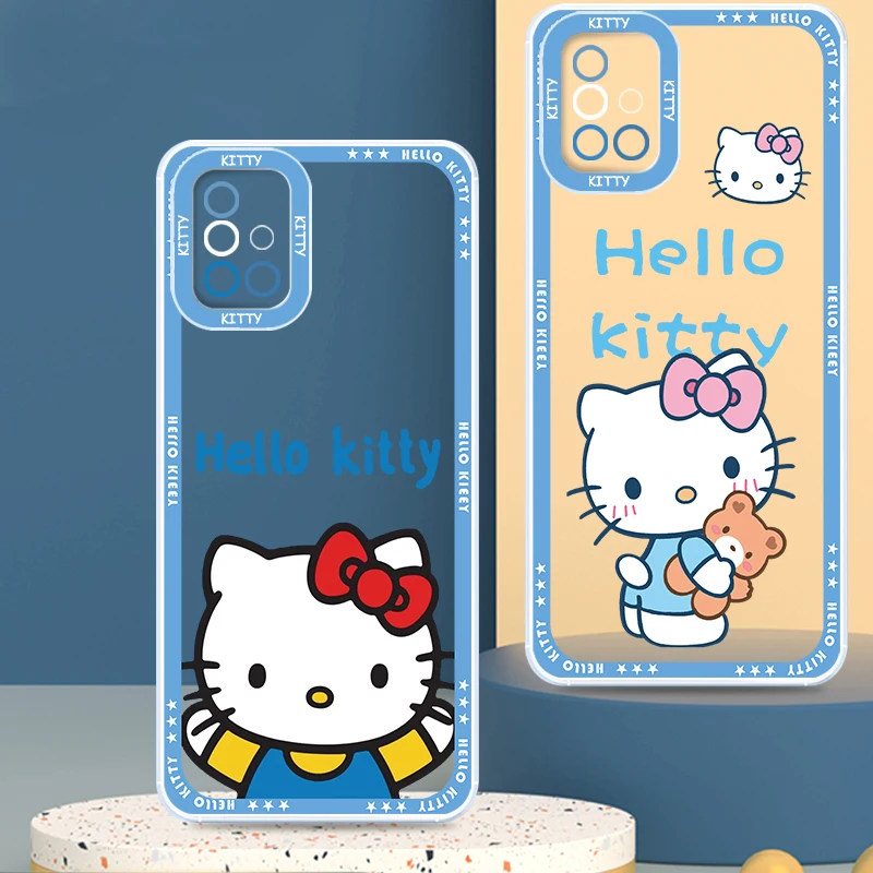 Hello Kitty Cartoon For Samsung A53 A52 A13 A12 A32 A71 A33 A73 A72 A51 A23 A21S A50 5G Angel Eyes Transparent Phone Case