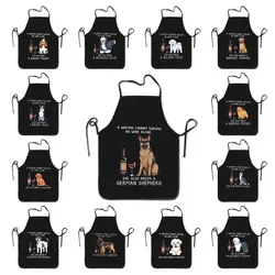 Funny Pet Dog And Wine Apron Men Women Unisex Kitchen Chef Husky Poodle Bulldog Tablier Cuisine for Cooking Baking Gardening