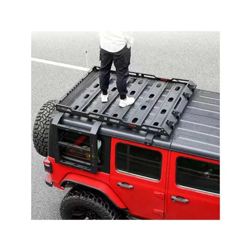 Luggage Roof Rack, for Jeep Wrangler Jk JL 2007-2023 2 / 4 Doors, Aluminum, Roof Rack with Step Off-road, Auto Accessories