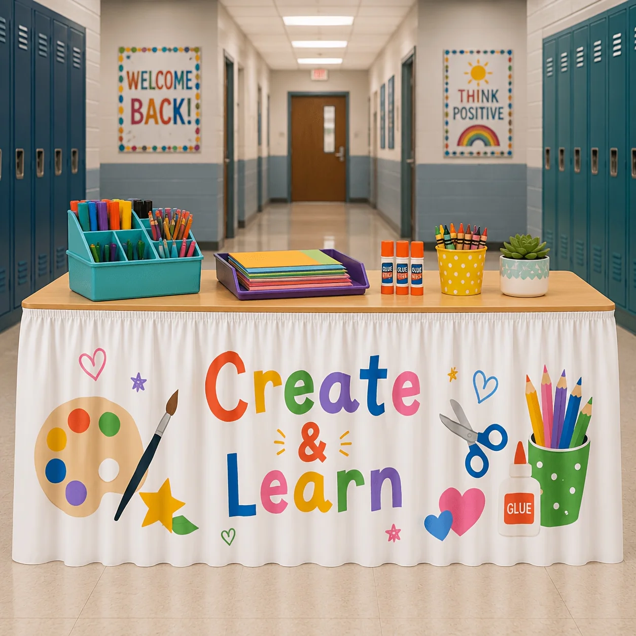 Glue, colored pencil printing patterns. Suitable for children's art classes and party table decorations.