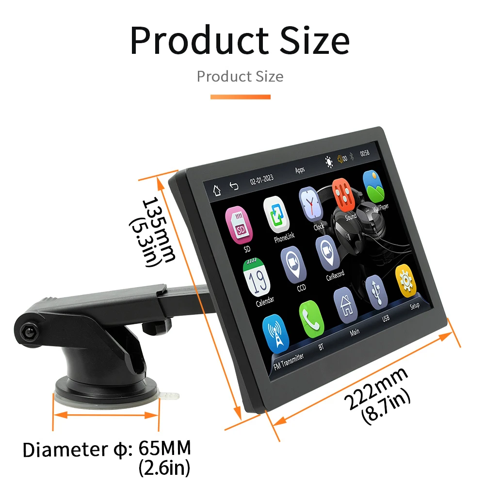 B5308 High-Definition Large Screen Display Touch screen 9 inch Wireless Carplay Portable Car Bluetooth Radio