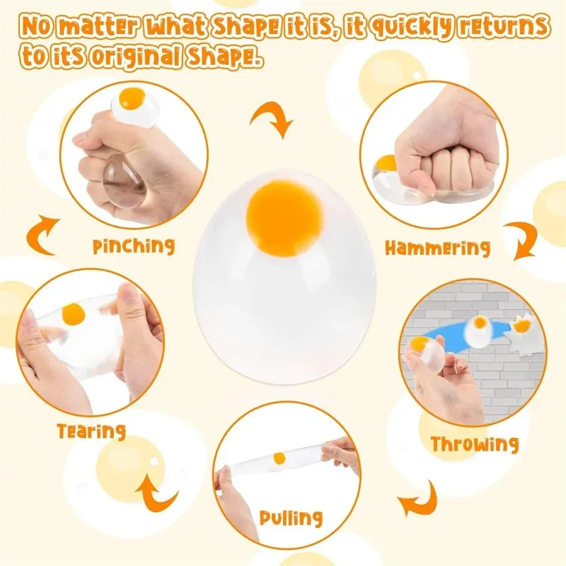 Unzip Eggs Kids Splat Ball Squishy Clear Egg Yolk Fun Squeeze Toy Anxiety Reducer for Kids Adults Birthday Party Favors