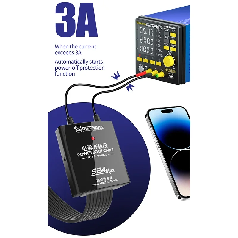 MECHANIC S24 MAX 파워 부트 케이블, IP 5S-15 프로 맥스, 안드로이드, 삼성, 화웨이, OPPO, 샤오미, 휴대폰 가이드 테스트 라인