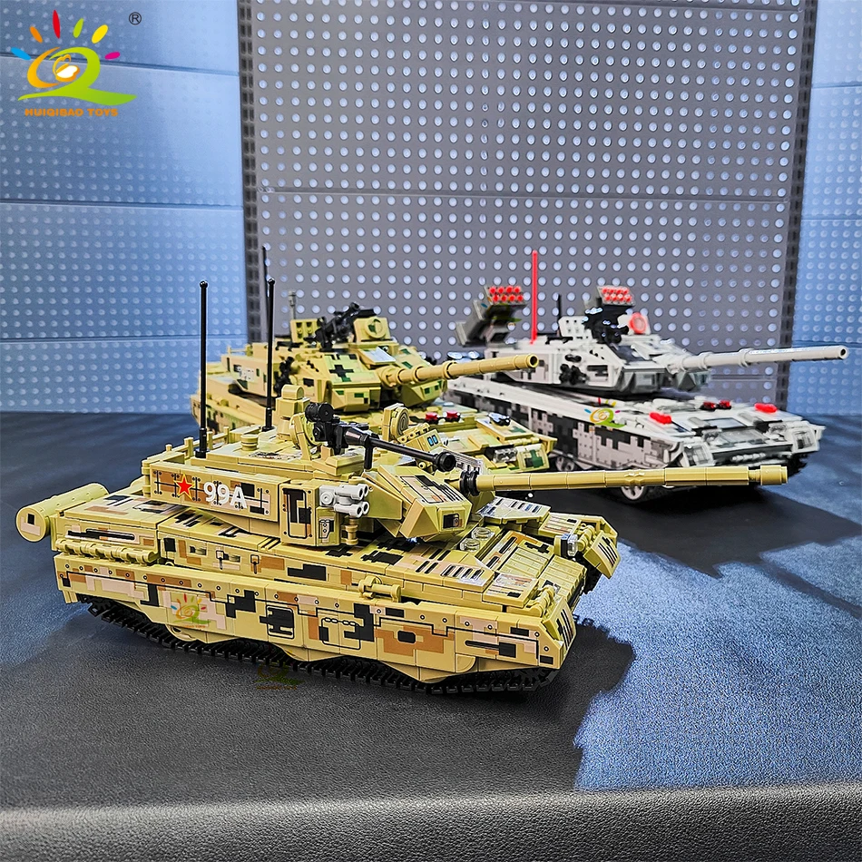 HUIQIBAO Military Tank Building Blocks Set for Children Army Weapon Car Truck Bricks Toy City Construction Bricks Kids Gift
