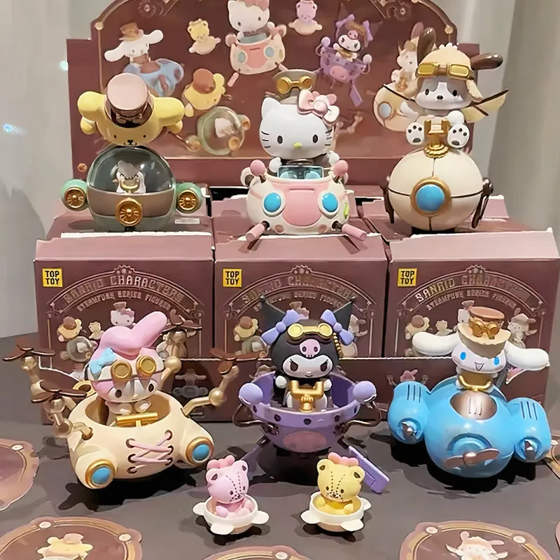 Anime Sanrio Blind Box Family Steampunk Series Anime Figure Kawaii Kuromi Decor Mystery Box Guess Bag Girl Surprise Gift Toys