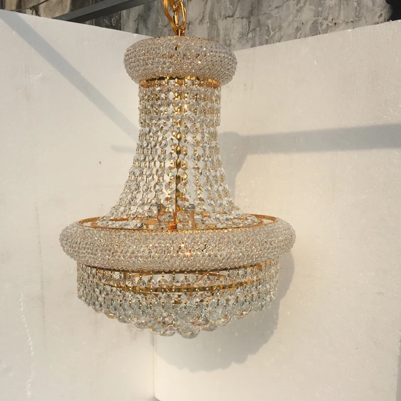 French Empire Gold Crystal Chandelier For Living Room Small Hanging Lamp For Dining Room Kitchen Island Hanging Light Fixture