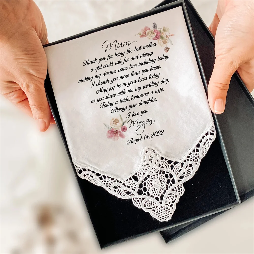 Wedding Gift for Parents / Wedding Handkerchief For Mum and Dad / Gift Set Thank you Gift / Personalised Gift from bride groom