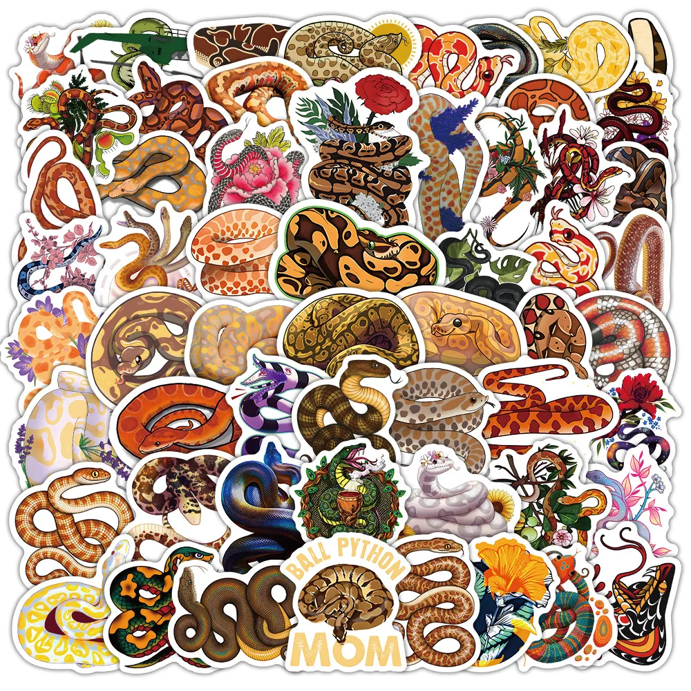 30/60PCS Cartoon Schlange Graffiti Aufkleber Verschiedene Stil Schlange Dekor Aufkleber Gepäck Telefon Laptop Wand Auto Fahrrad Wasserdichte Aufkleber