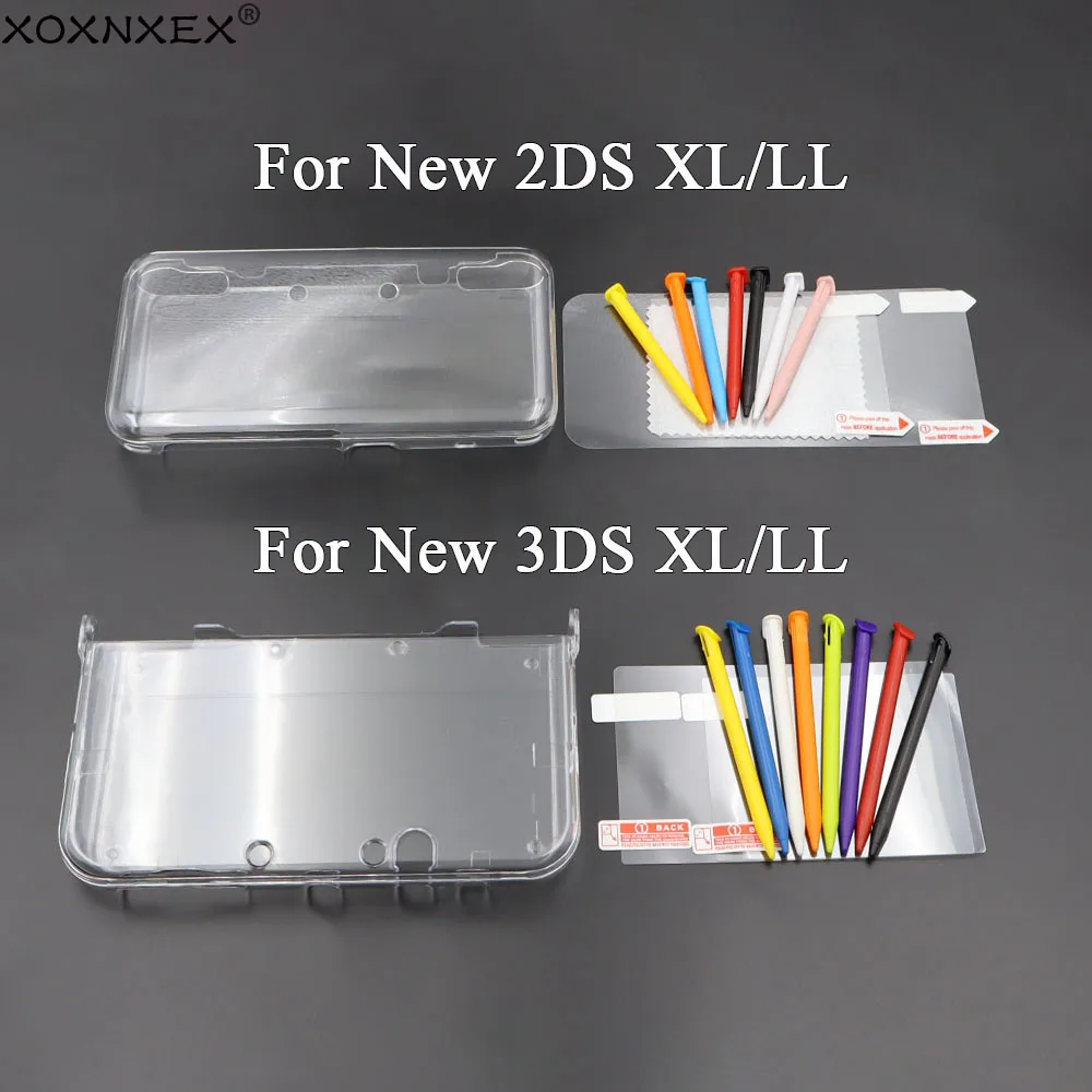 1Set For New 2DS XL New 3DS XL Case Durable Transparent Plastic Protective Hard Case Cover Shell+Anti Dust Film & Plastic Pen