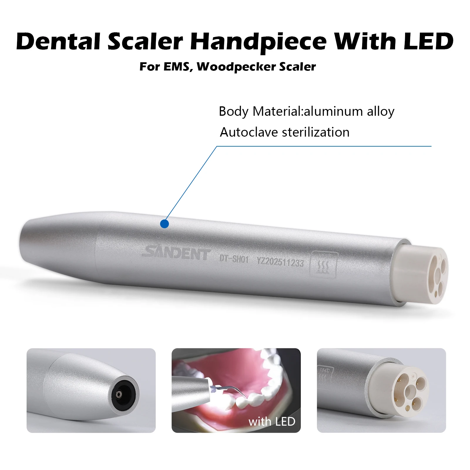 Dental Metal Ultrasonic Scaler Handpiece LED Optic For EMS Woodpecker Dentistry Ultrasonic Piezo Scalers Dentistry Equipment