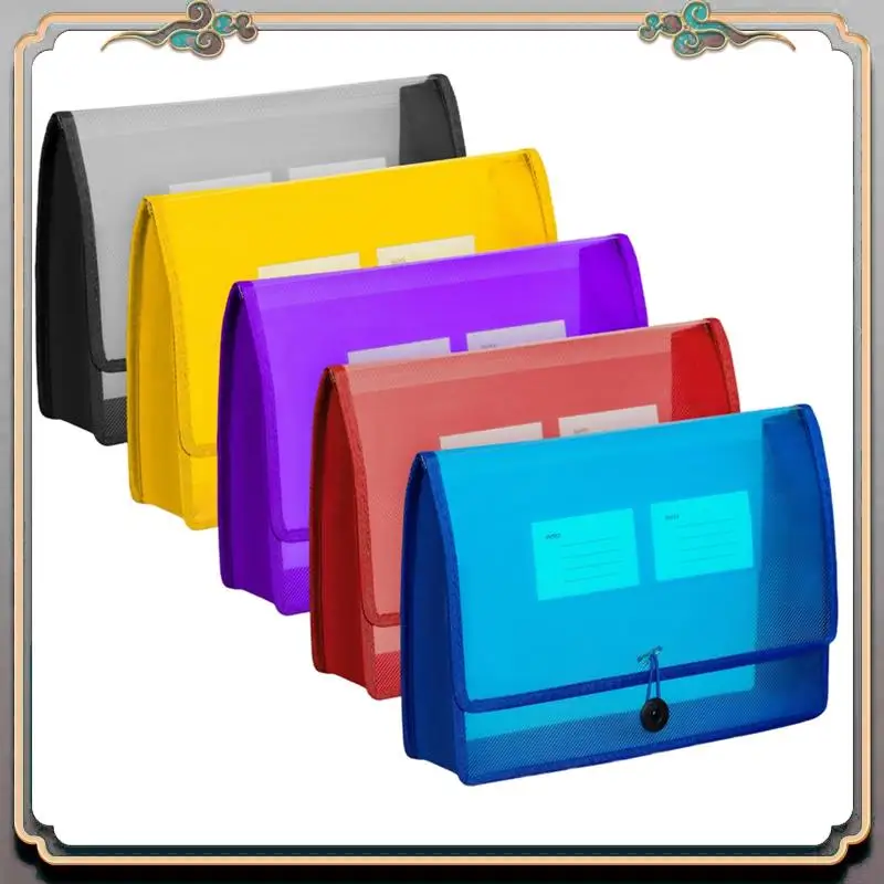 Durable 5Pack A4 Plastic File Wallet Envelope Expanding File Folder& Label Pocket Clear Colored Waterproof For Office Home