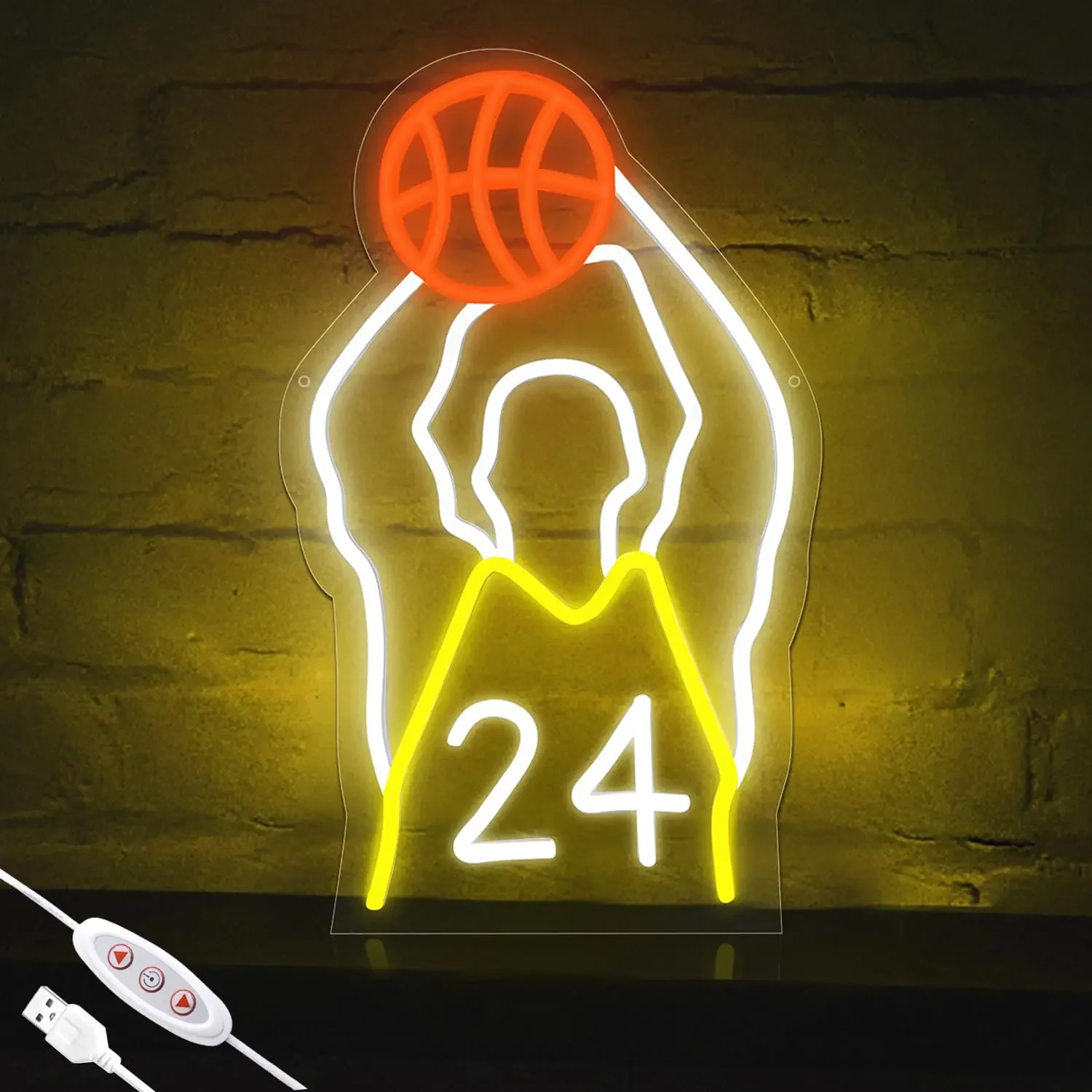 Basketball Neon Sign,Led Neon Light, Dimmable for Wall Decor, Powered by USB Neon Sign for Room Bedroom