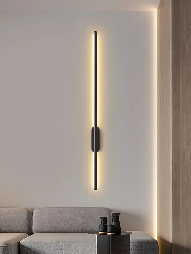 Modern simple linear tube LED wall lamp up down background opposite wall light LED bedside foyer corridor black gold LED sconce