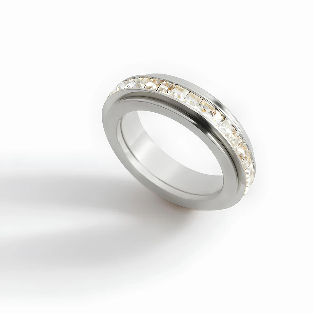 316L Edelstahl Herrenschmuck AAA Kubikzirkonia Spinner-Ringe Angstlösende Fidget-Ringe für Frauen Weihnachtsgeschenk – Detail 4