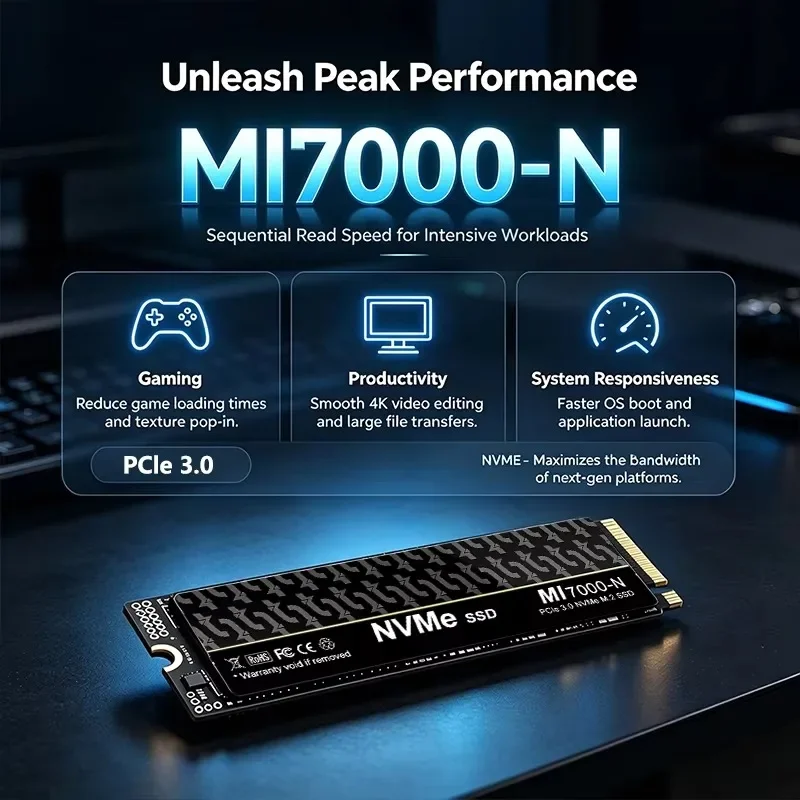 NVMe MI7000-N 4TB SSD M.2 Internal Solid State Drive PCIe 3.0 Gaming Drive for Laptop PC Hard Disk High Speed New 2026