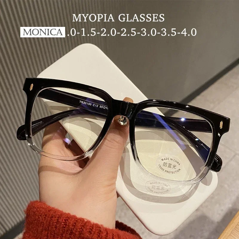 Prescription Eyeglasses Oversized Myopia Glasses Women Men Big Frame Blue Light Blocking Eyewear Shortsight Diopter Lens Luxury