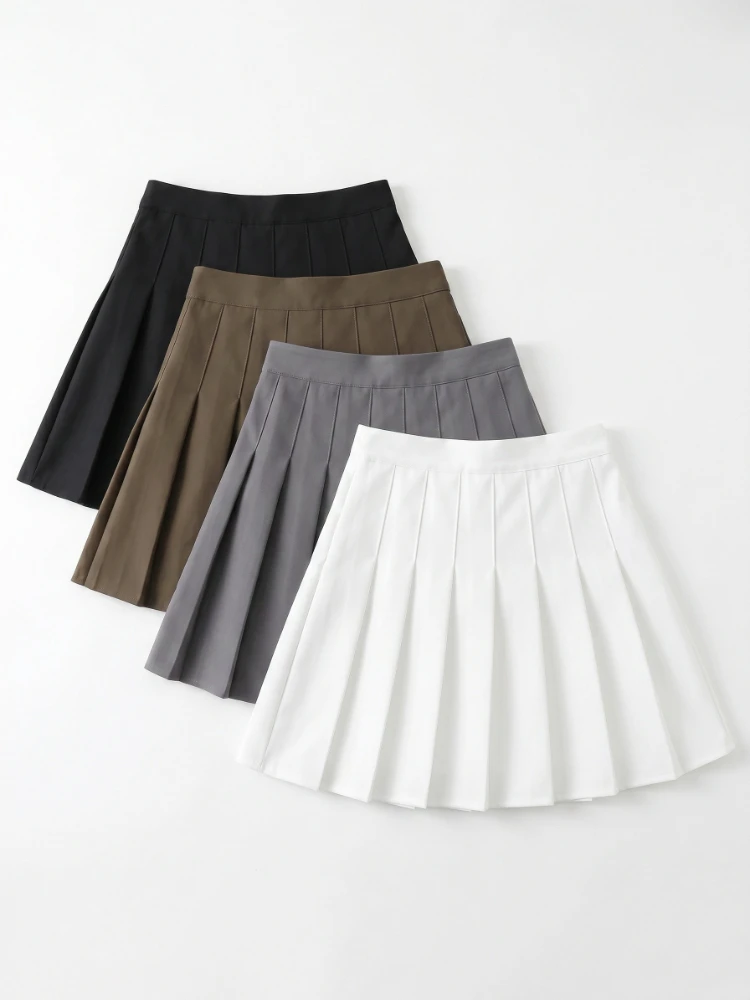AOSSVIAO White Women Pleated Skirts Summer High Waist Zipper Girls Dancing JK Mini Skirts Black Fashion Student A Line Faldas