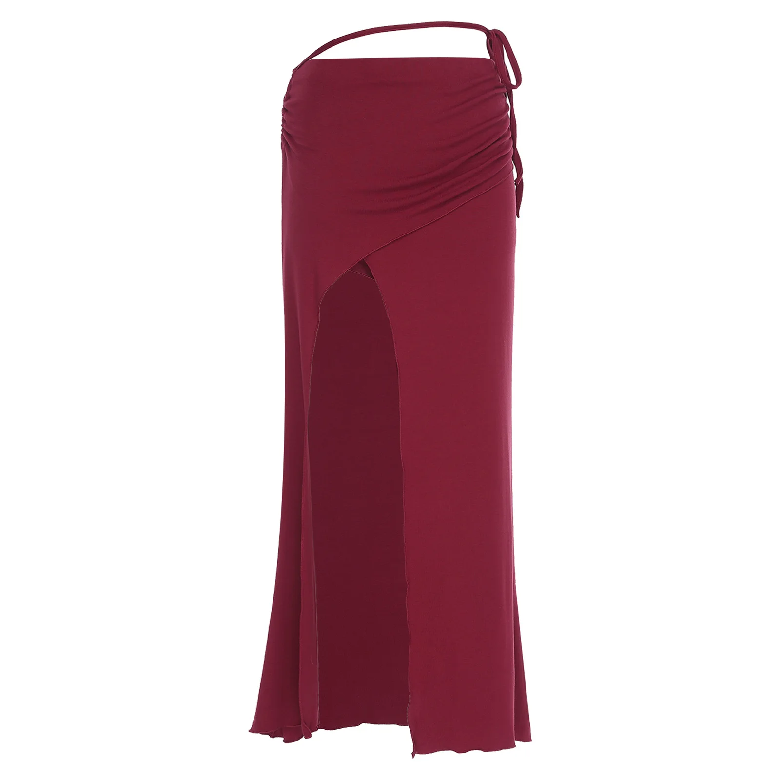 Womens 섹시 밸리 댄스 맥시 스커트 댄스 클래스 퍼포먼스 댄스웨어 비치웨어 슬릿 안전 반바지 Ruched Bodycon 스커트 의류