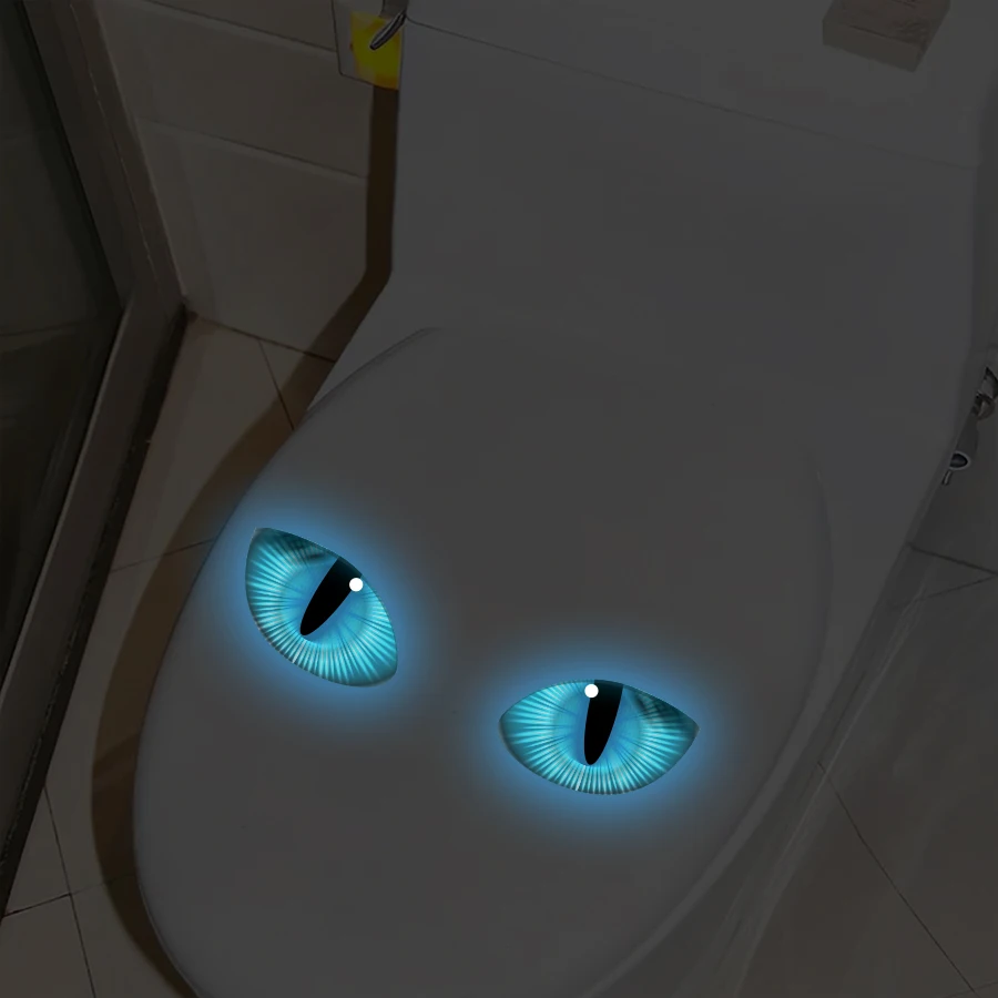 Luminous Blue Eye Wall Decals - Glow In Dark Toilet Stickers For Home Office Kitchen Waterproof Humorous Home Decor