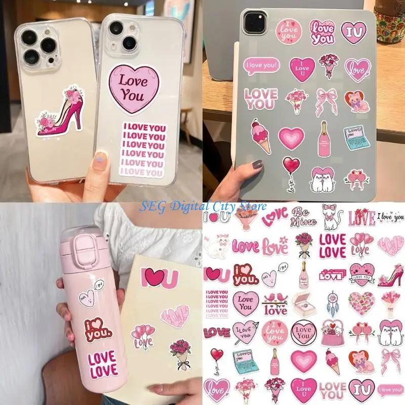 

U75B 50Counts Valentines Themed Graffiti Sticker for Scrapbooking Notebook Packaging