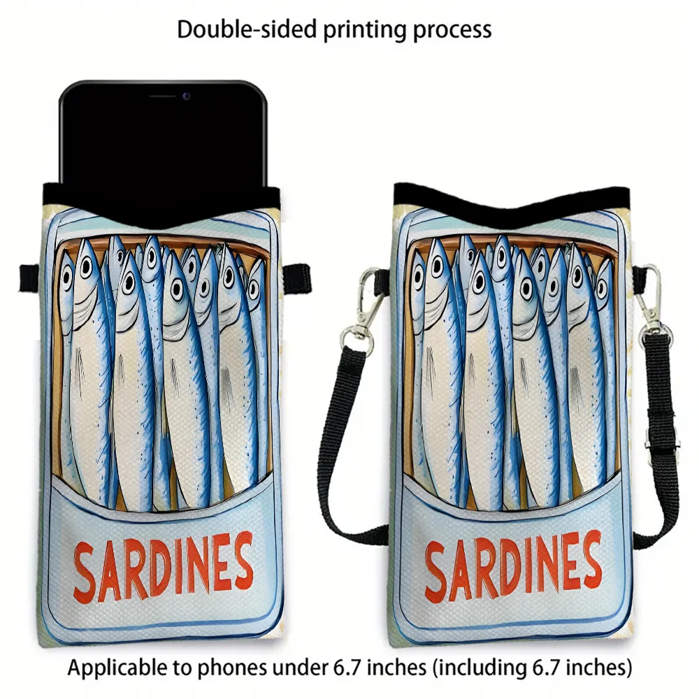 Vintage Sardines in Oil Fashion Crossbody Phone Bag Adjustable Strap for Women Crossbody Bag Convertible Shoulder Bag Gift