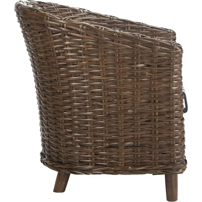 Honey Barrel Chair Wicker Makes Sturdy Accented Chairs Perfect for Gardens Brown/Black White Cushion Comfortable and Durable