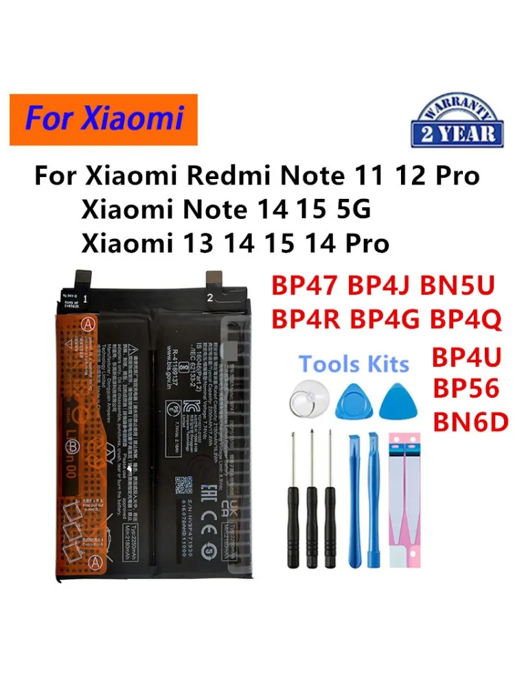 BP47 BP4J BN5U BP4R BP4G BP4Q BP4U BP56 BN6D – bateria do telefonów Xiaomi Redmi Note 11, 12, 14, 15 Pro 5G, Xiaomi 13, 14, 15, Redmi 14 Pro. — 2