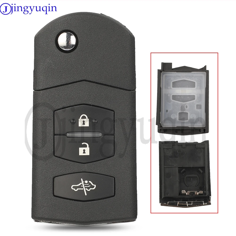 Jingyuqin 1/10PCS 3 Buttons Flip Remote Car Key Shell For Mazda 2 3 5 6 MX5 RX8 CX7 Folding Auto Case Fob Replacement