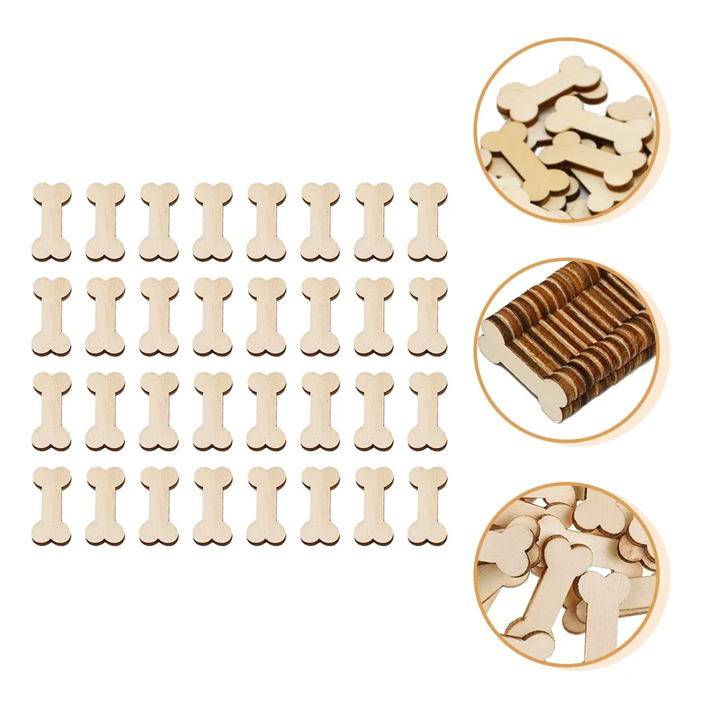 50 Pcs Home Decor Dog Bone Wood Chips Unfinished Cutouts Slices Wooden Crafts Bones Ornaments