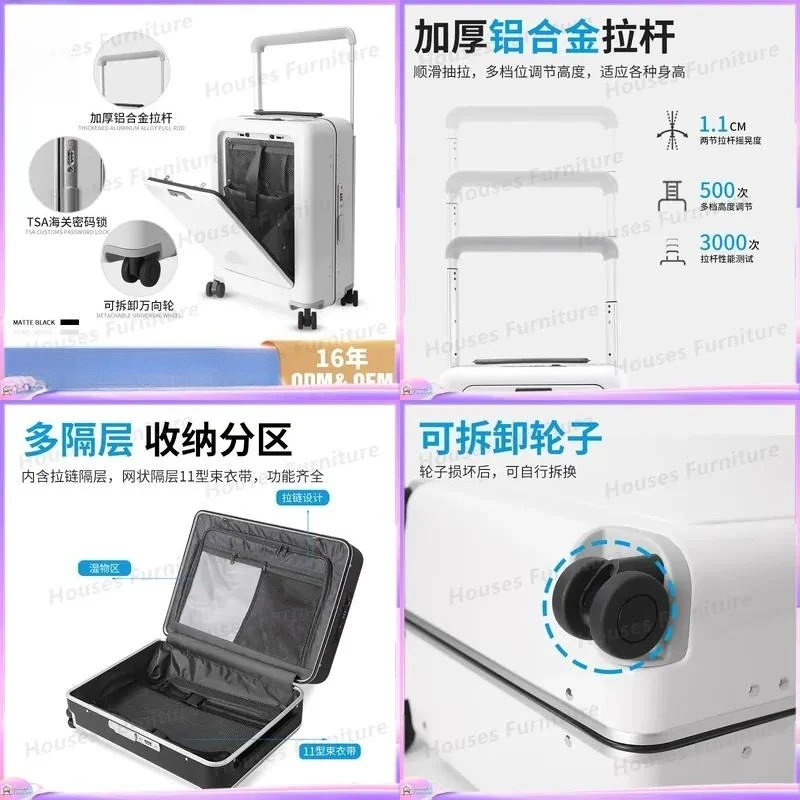 For Luggage 20 Inch Smart Suitcase with Motor Ride On Boarding Case Front Opening Wide Tie Rod Password Lock Travel