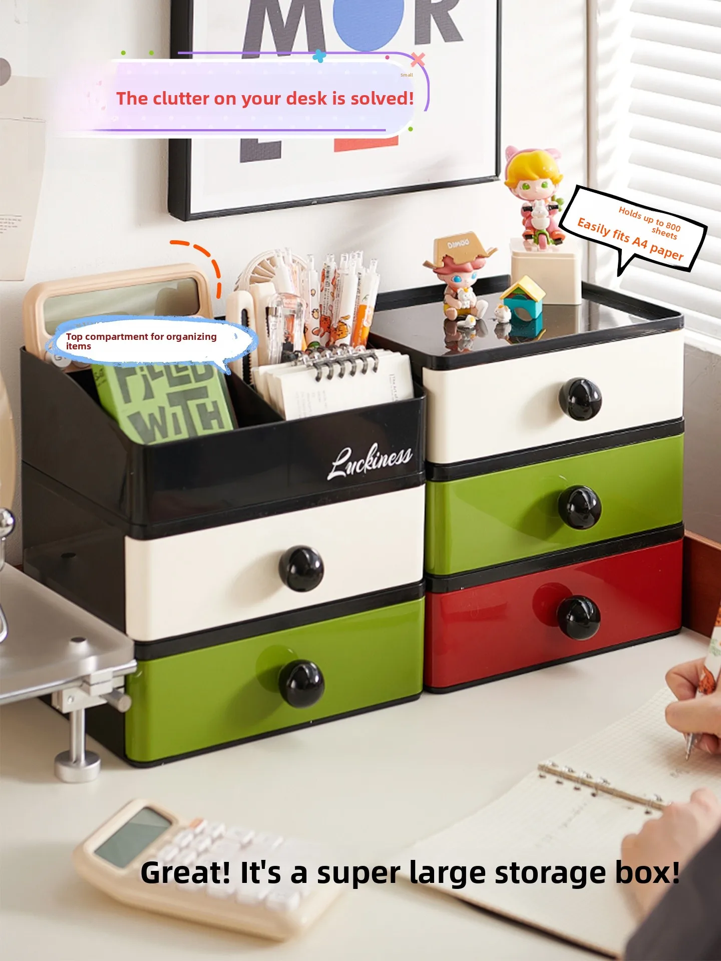 

Настольный органайзер большой емкости Der Sle, ящик для хранения, многофункциональный офисный стол, аксессуары, косметический пульт дистанционного управления...