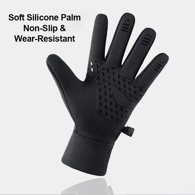 Winter-Touchscreen-Handschuhe für Radfahren, Motorradfahren, Skifahren, Outdoor-Aktivitäten, mit Reißverschlusstasche, wasserabweisend, rutschfest, Unisex, Fahrhandschuhe – Detail 11