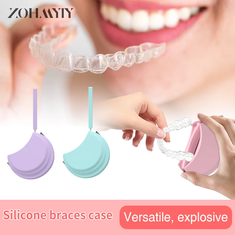 Silicone Dental Denture Case Retainer Storage Box Mouth Guard Container Denture Case Sealed Braces Box Oral Hygiene Supplies