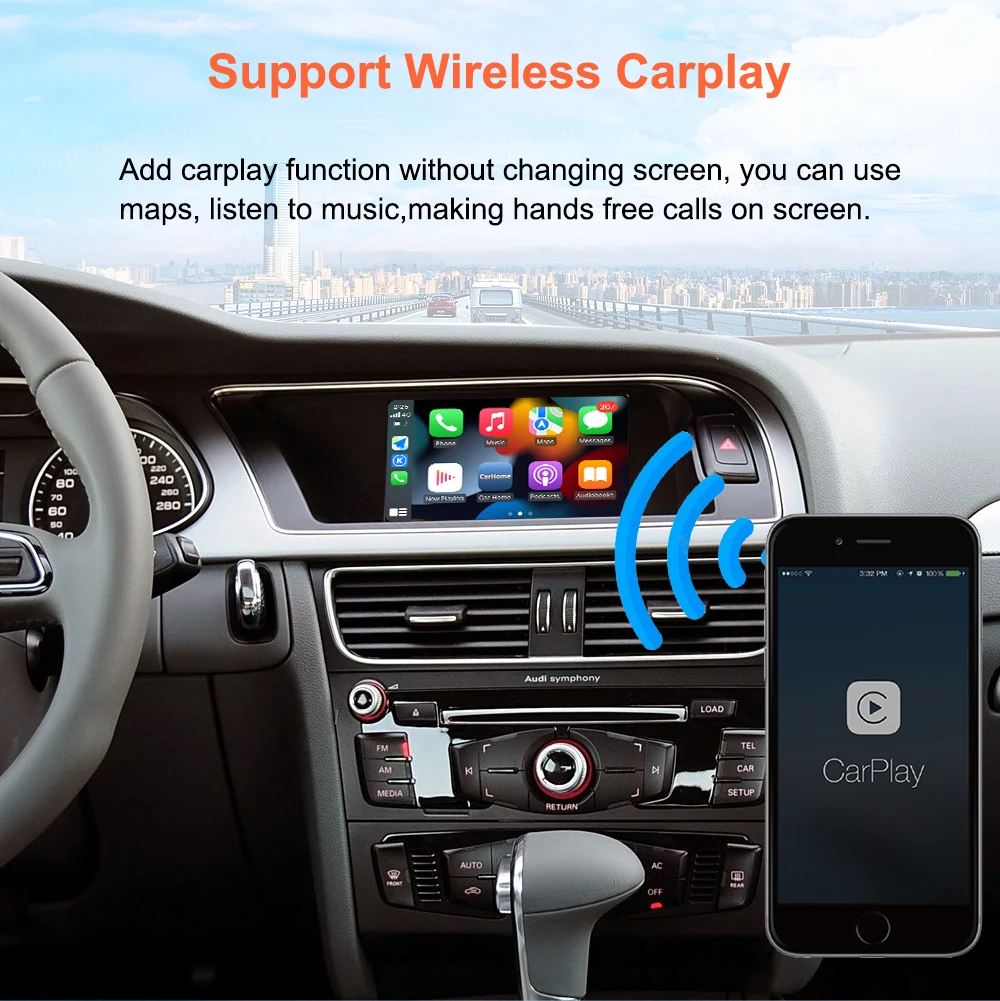 Bonroad اللاسلكية CarPlay أندرويد واجهة السيارات التحديثية أطقم لأودي A4 B8 A5 Q5 2009-2015 MMI 2G Airplay Mirrorlink وحدة #4