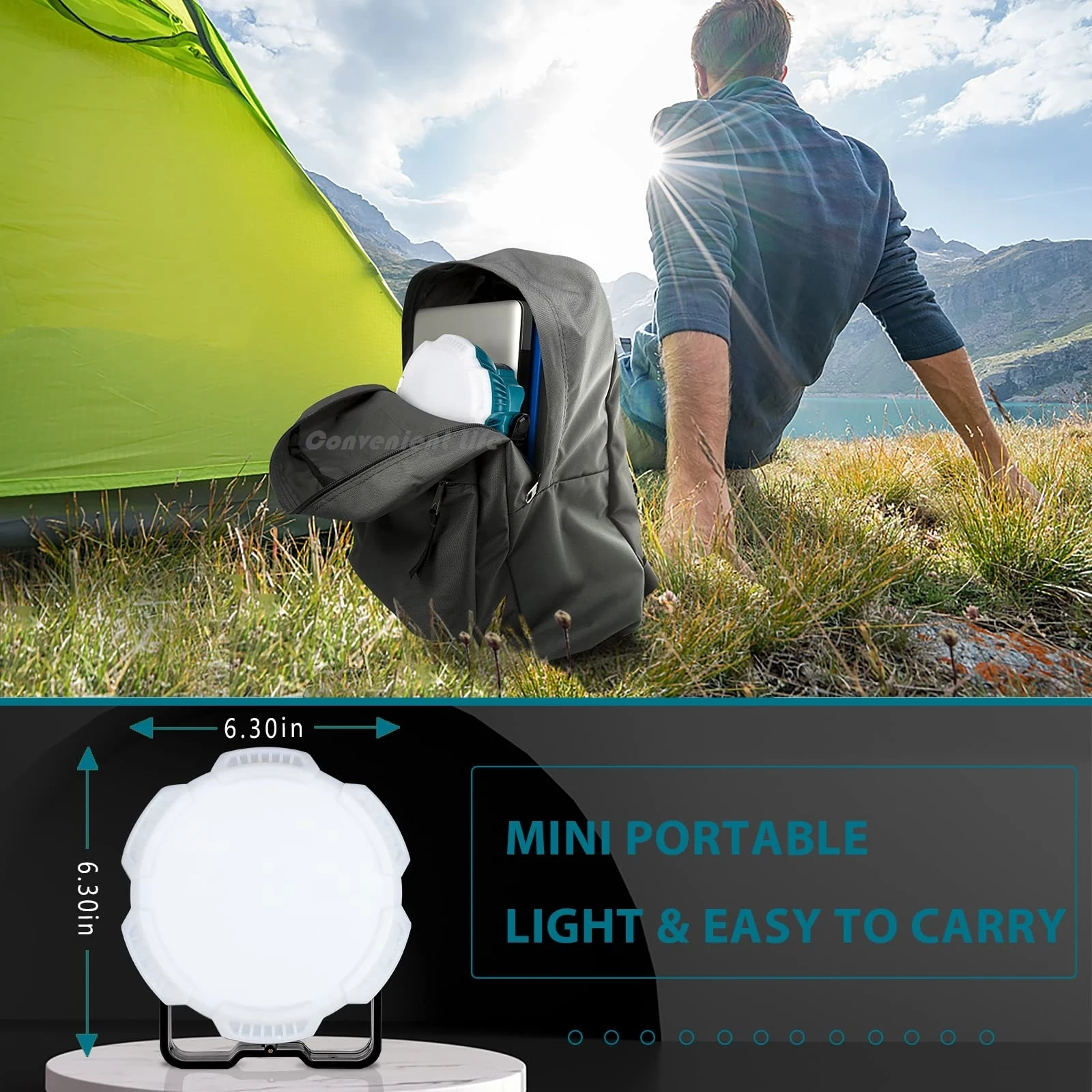 LED Camping Lantern for Makita 18V Li-ion Battery 24W 2400LM Work Light  Portable Tent Lamp Flashlight for Repairing Emergency
