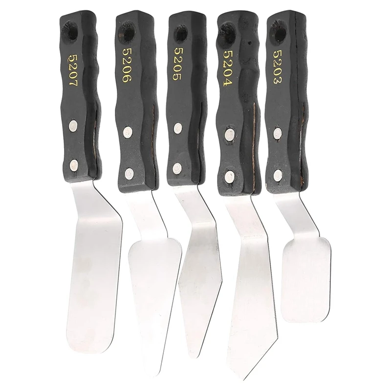 5 Pieces Painting Knives Stainless Steel Spatula Palette Knife Set For Oil, Canvas, Acrylic Mixing Suitable For Artists