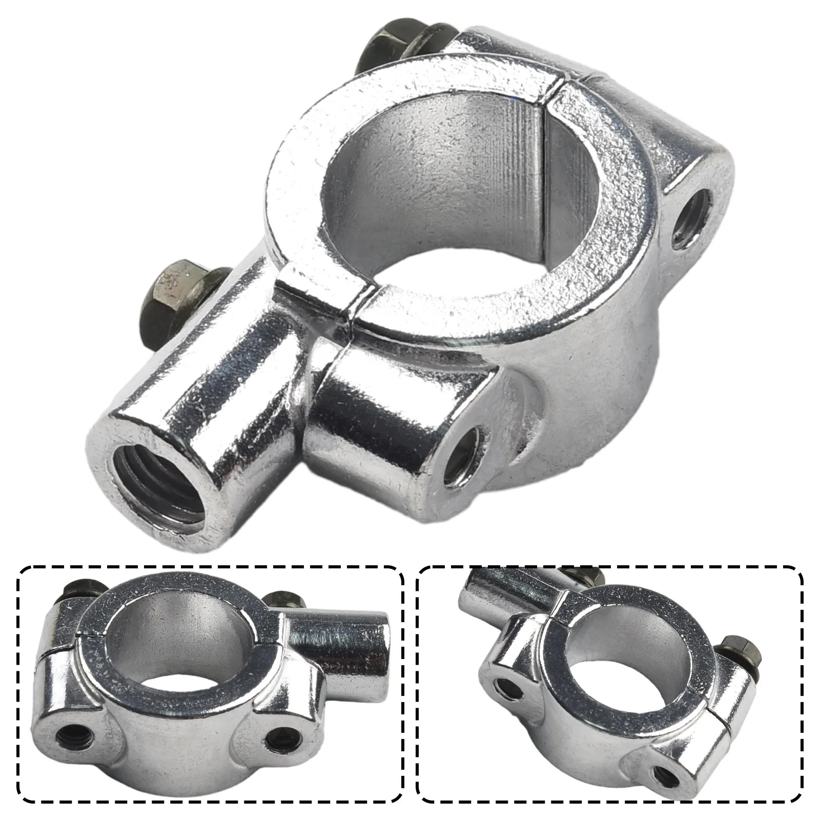 Secure Aluminium Mirror Mounts, 10mm Holder Clamps Adaptor, Chrome Finish, Ideal for Motorcycles, Bicycles, E bikes